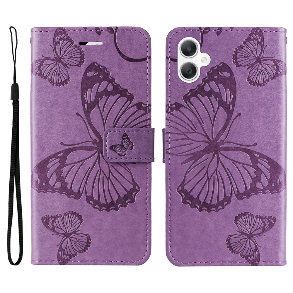 Nagy pillangó könyv tok Samsung Galaxy A06 4G-hez - lila