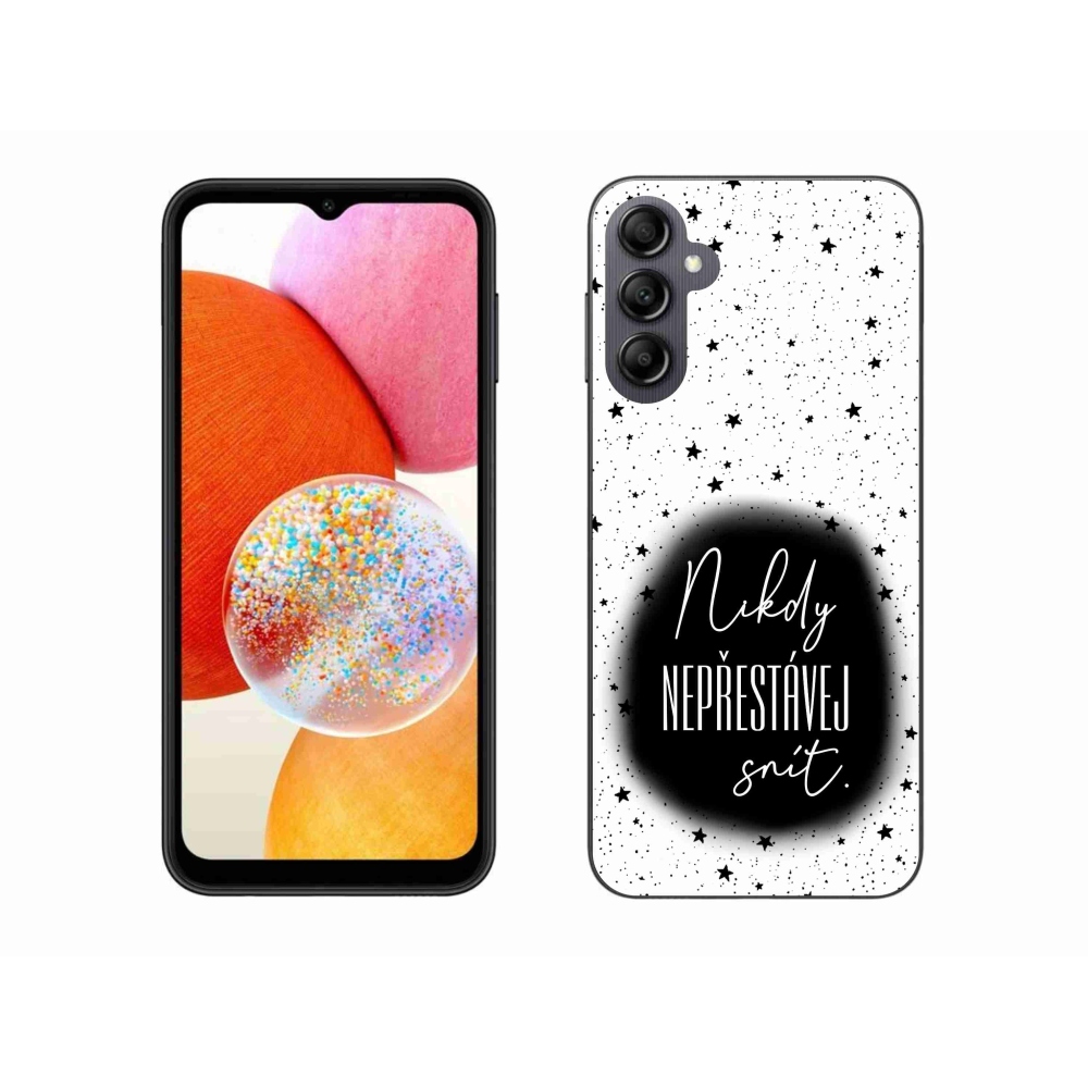 Gél borítás mmCase Samsung Galaxy A14 4G/5G - idézet 1 fekete és fehér háttérrel