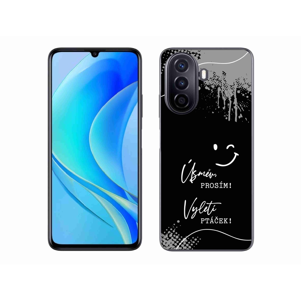 Gél borító mmCase a Huawei Nova Y70-hez - vicces szöveg 4 fekete háttérrel