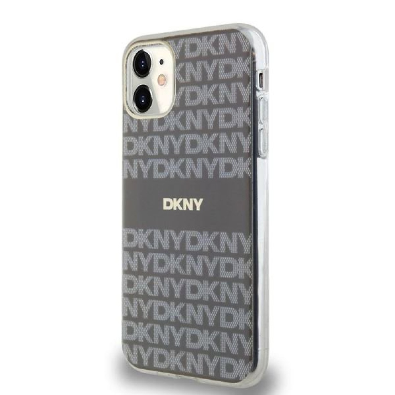 DKNY PC/TPU ismétlődő mintás tonális csíkos Magsafe hátlap iPhone 11 bézs színű készülékhez