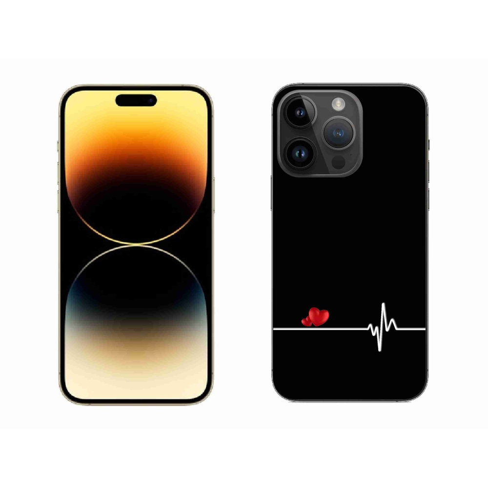 Gél borítás mmCase iPhone 14 Pro Max 6.7 készülékhez - szív és szívverés fekete háttérrel