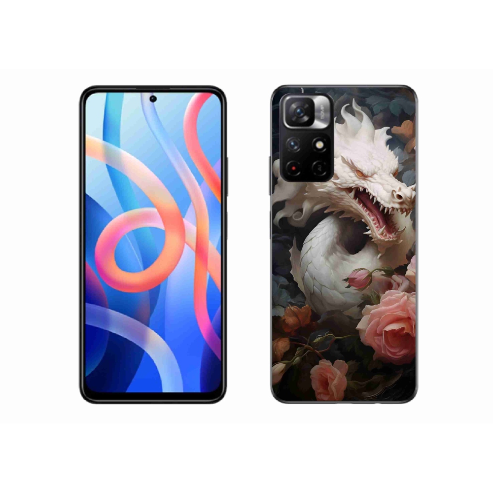 Gél borítás mmCase a Xiaomi Redmi Note 11S 5G számára - fehér sárkány