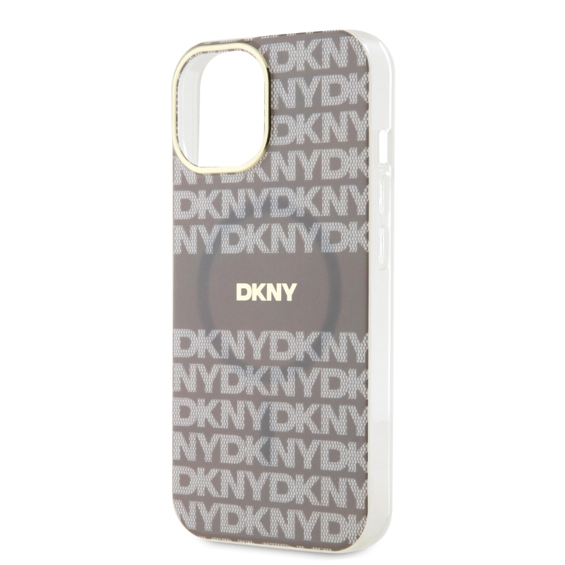 DKNY PC/TPU ismétlődő mintás tonális csíkos Magsafe hátlap iPhone 14 bézs színű iPhone 14-hez