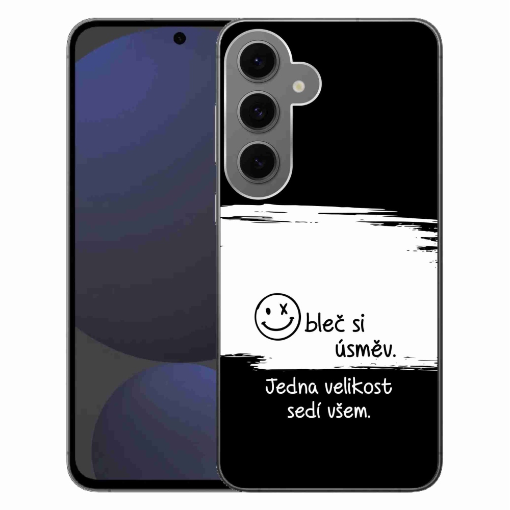 Gél borító mmCase Samsung Galaxy S24 FE készülékhez - vicces szöveg 8 fekete-fehér háttérrel