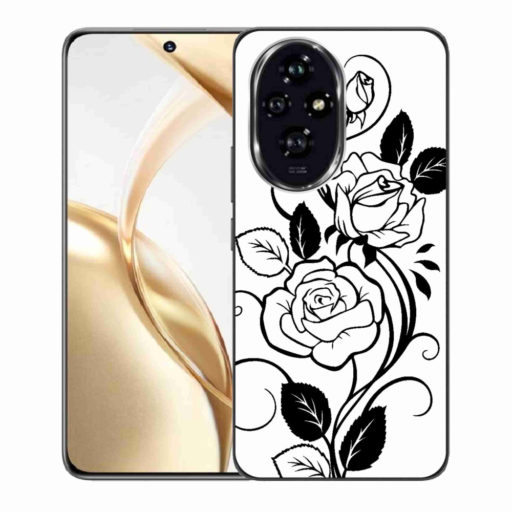 Zselés borító mmCase a Honor 200 5G készülékhez - fekete-fehér rózsa