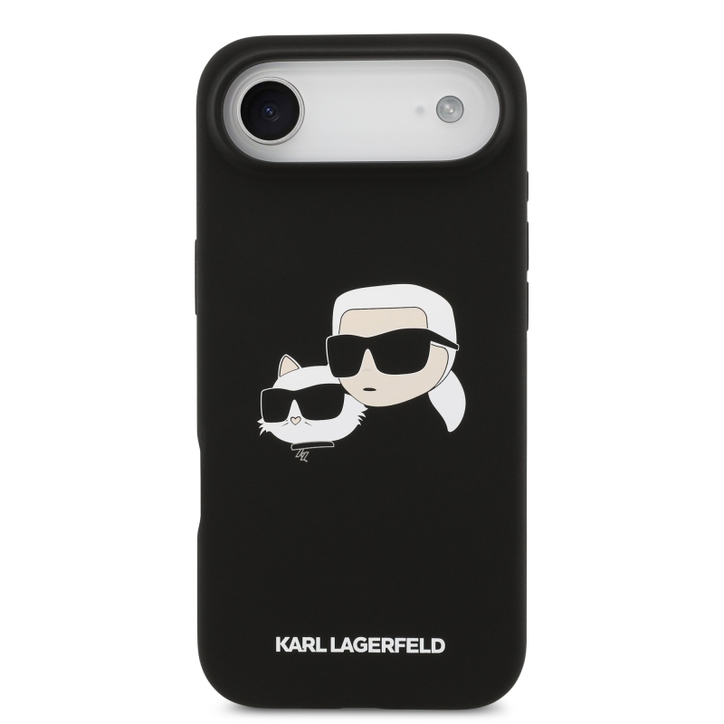 Karl Lagerfeld Folyékony szilikon dupla fejű MagSafe hátlap iPhone 17 Airhez Fekete