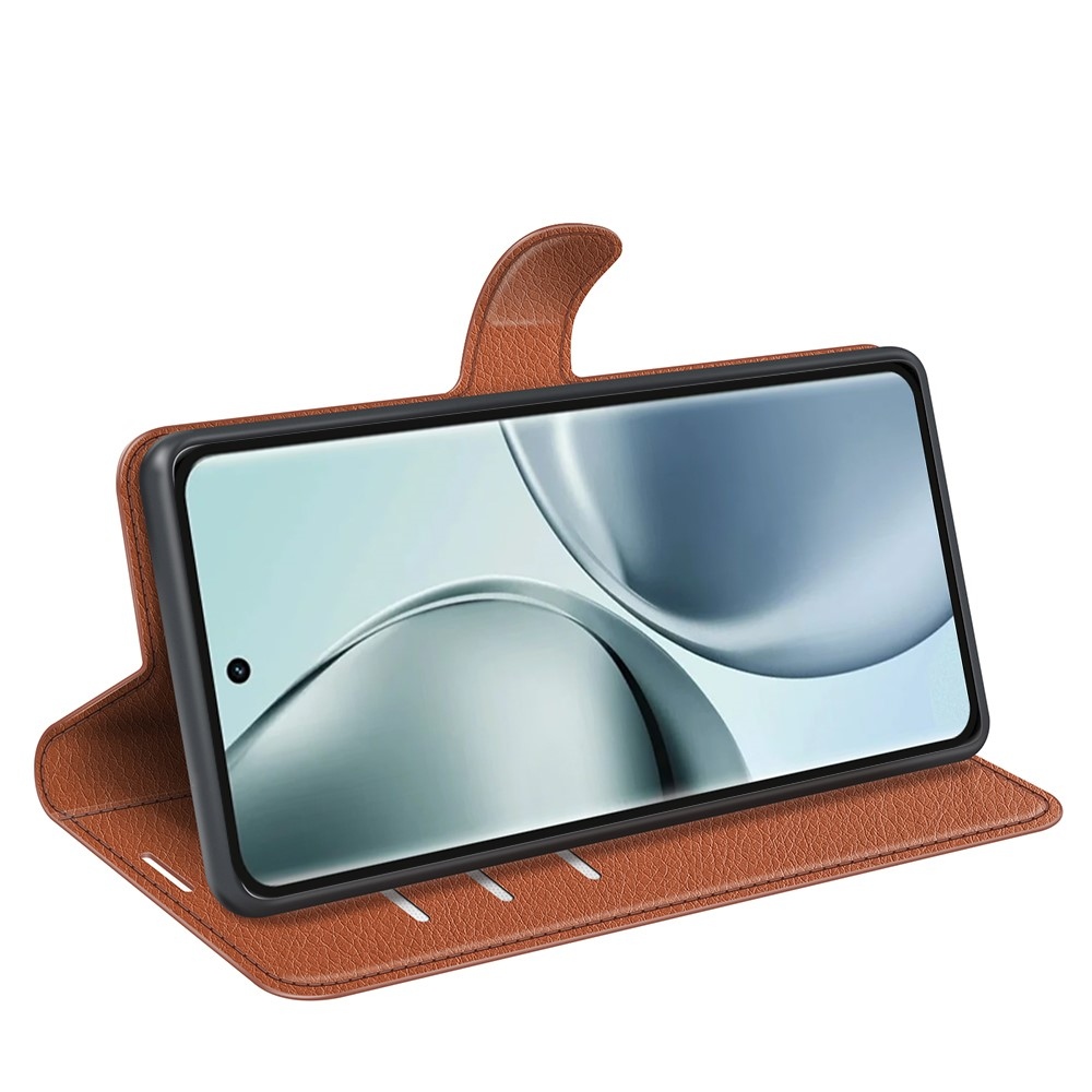 Litchi könyvtáska a Realme 14 Pro 5G készülékhez - barna