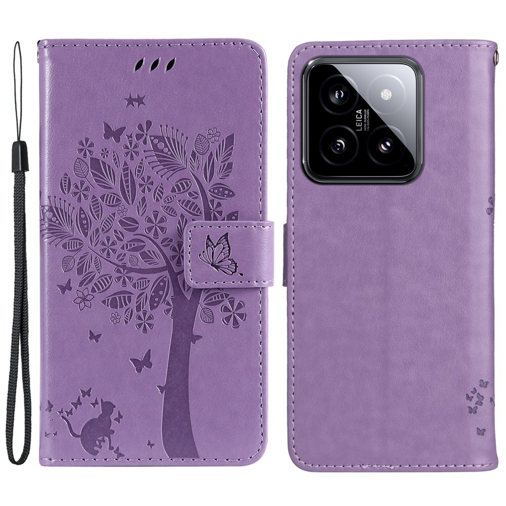 Fák könyve tok Xiaomi 14 - világos lila