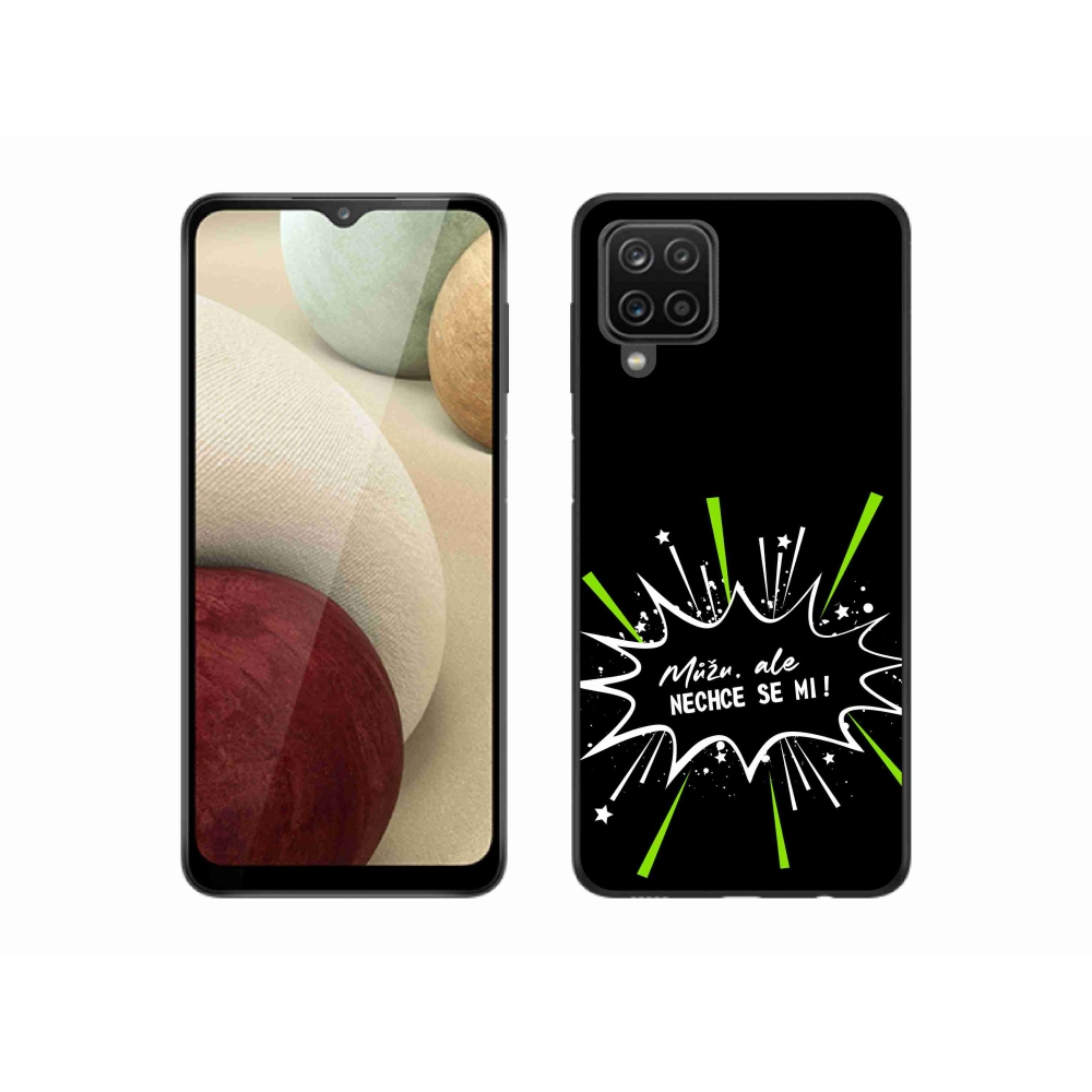 Gél borítás mmCase Samsung Galaxy A12 készülékhez - vicces szöveg 11 fekete háttér