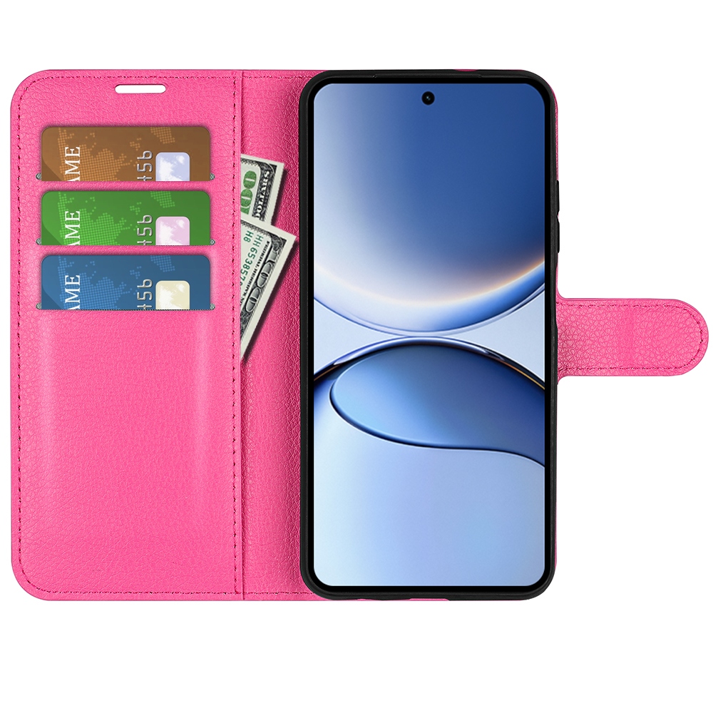 Litchi könyv tok a Xiaomi Poco F7 5G-hez - rózsaszínű