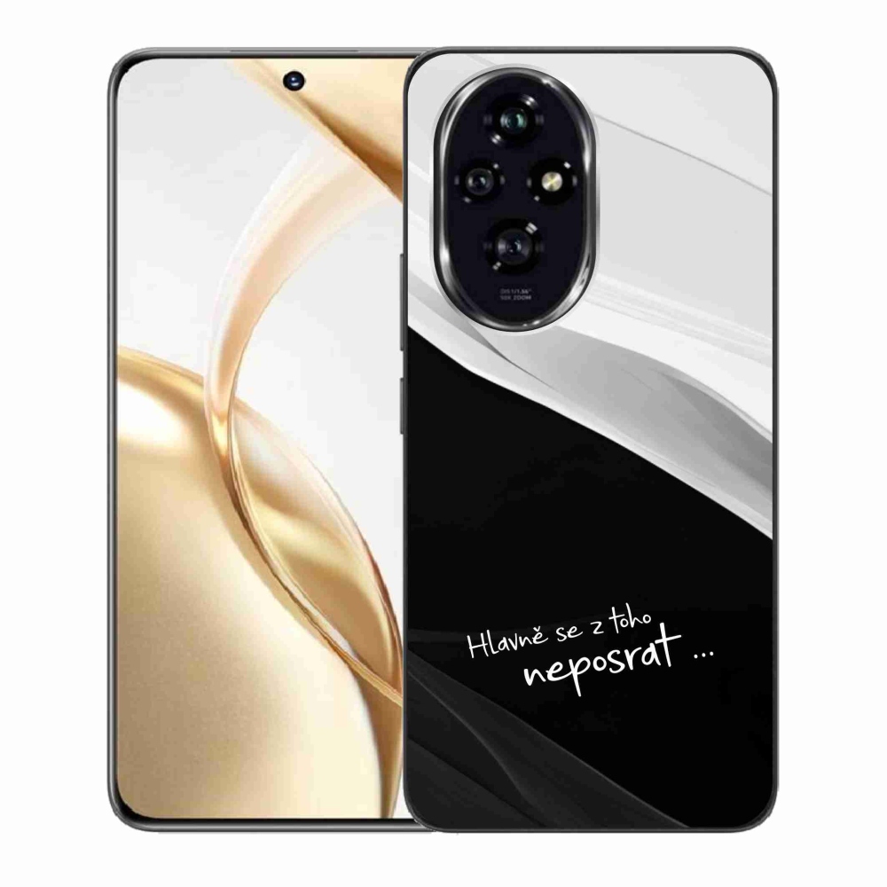 Gél borító mmCase a Honor 200 5G számára - vicces szöveg 13 fekete-fehér háttérrel