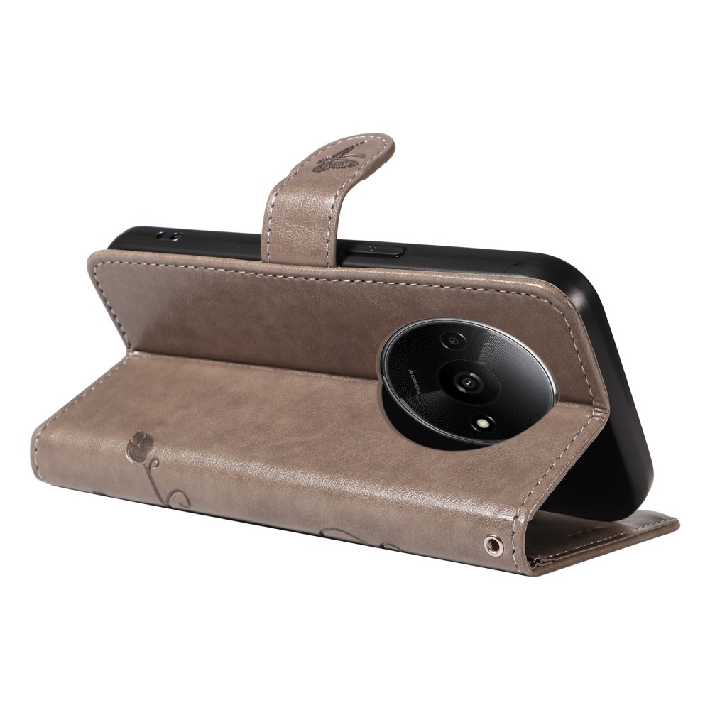 Virágok könyv tok Xiaomi Redmi A3-hoz - szürke