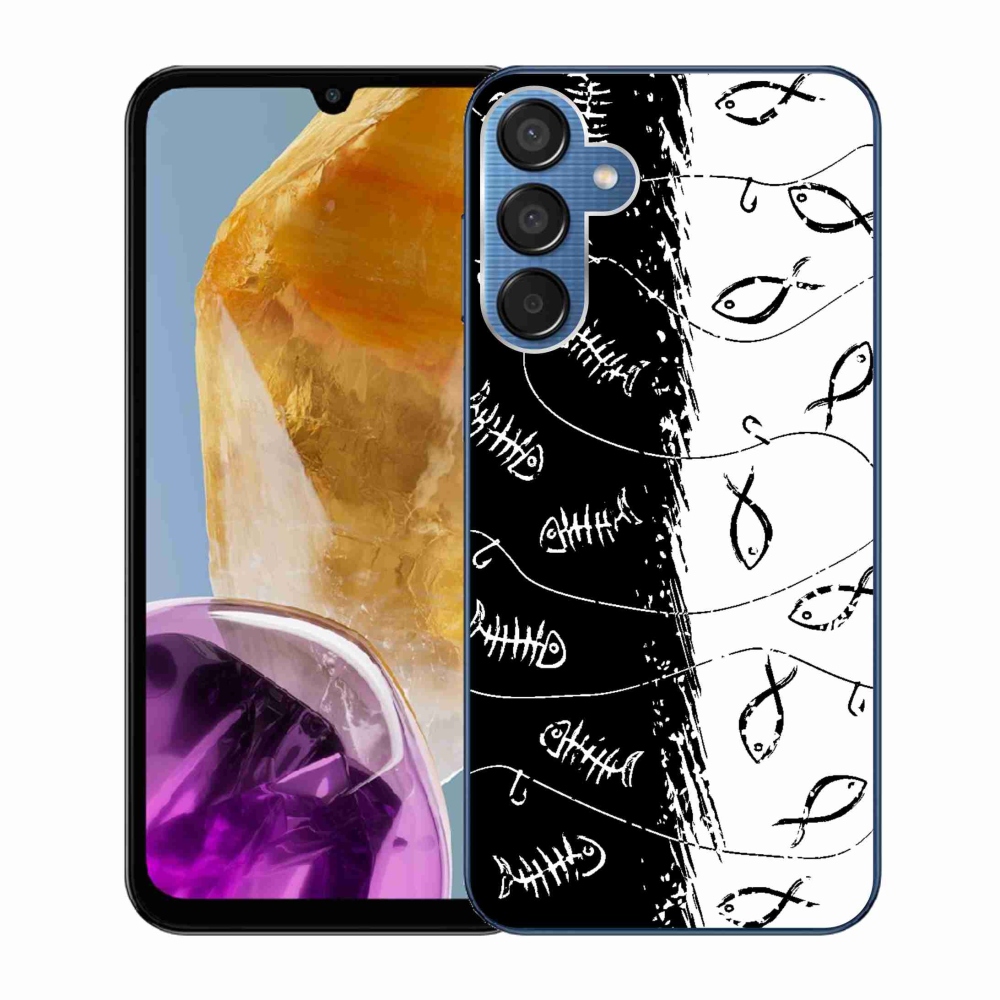 Zselés borító mmCase Samsung Galaxy M15 5G - csontvázak és halak számára