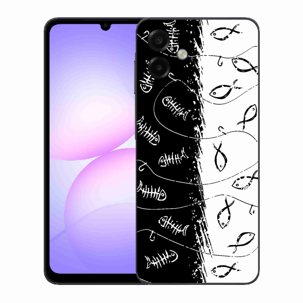 Zselés borítás mmCase Samsung Galaxy A07 4G - csontvázak és halak számára