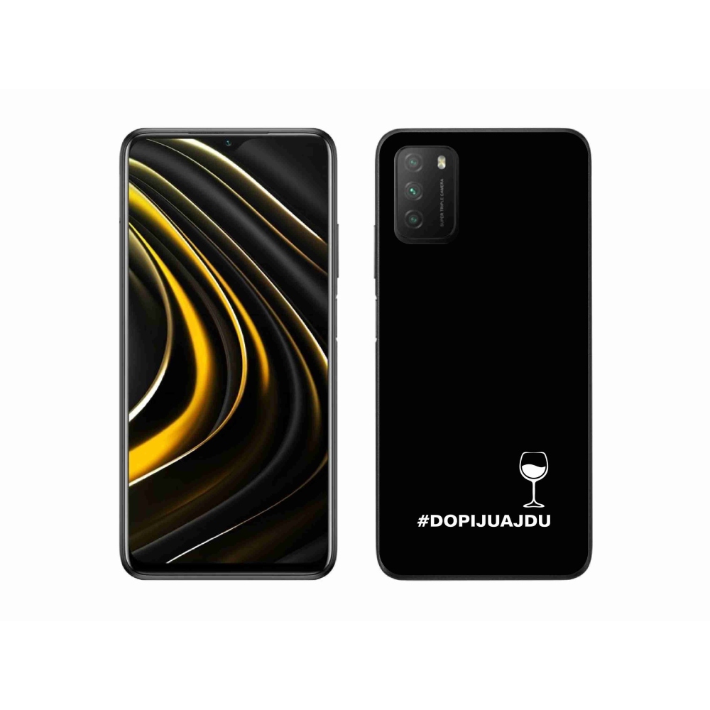 Gél borítás mmCase a Xiaomi Poco M3-hoz - bor motívum fekete háttérrel