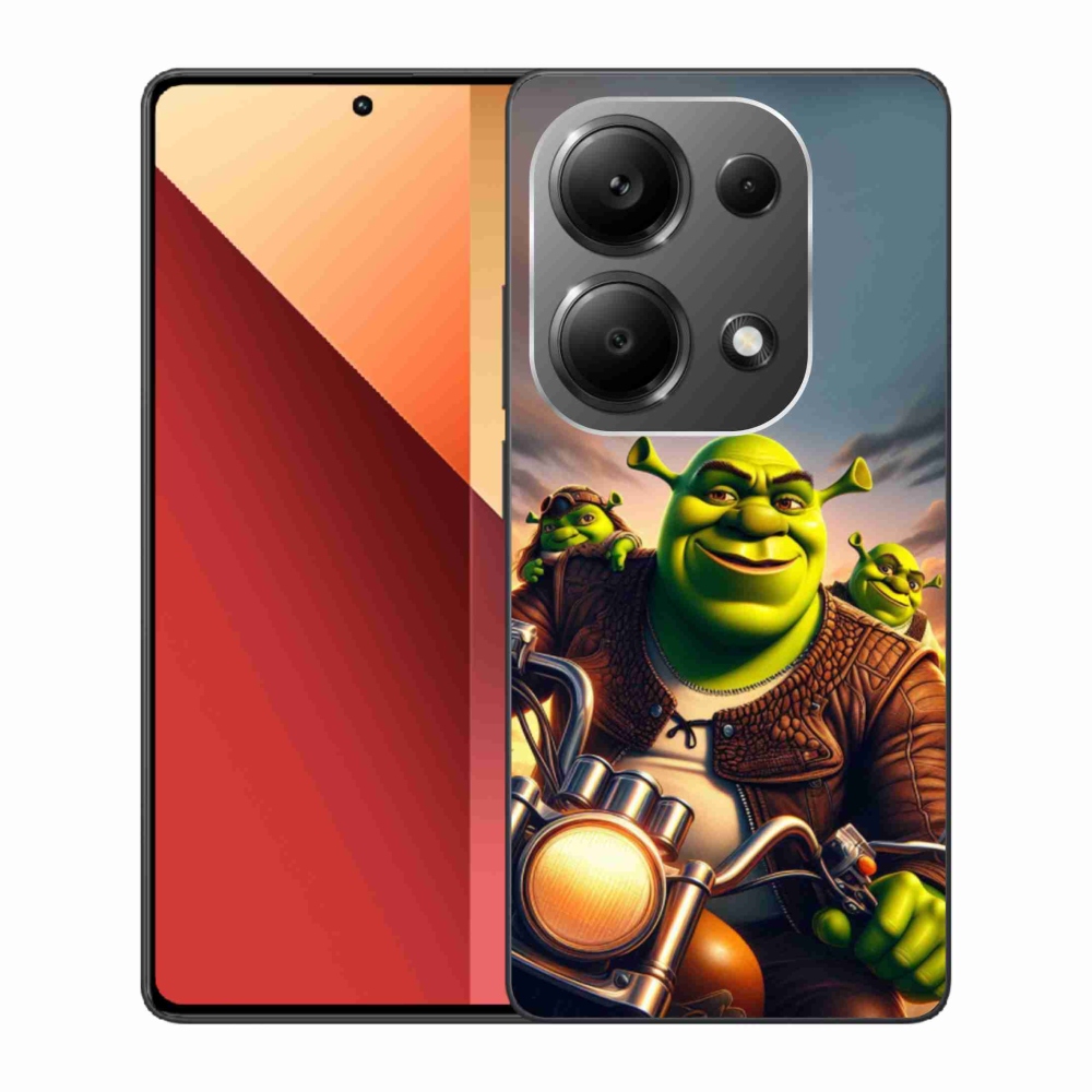 Zselés borítás mmCase a Xiaomi Redmi Note 13 Pro 4G/Poco M6 Pro számára - Shrek egy motorkerékpáron