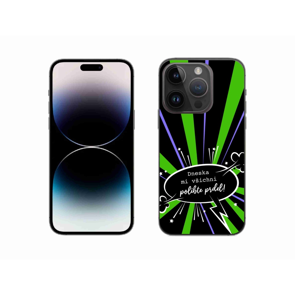 Gél borító mmCase iPhone 14 Pro 6.1 készülékhez - vicces szöveg 15 fekete háttér