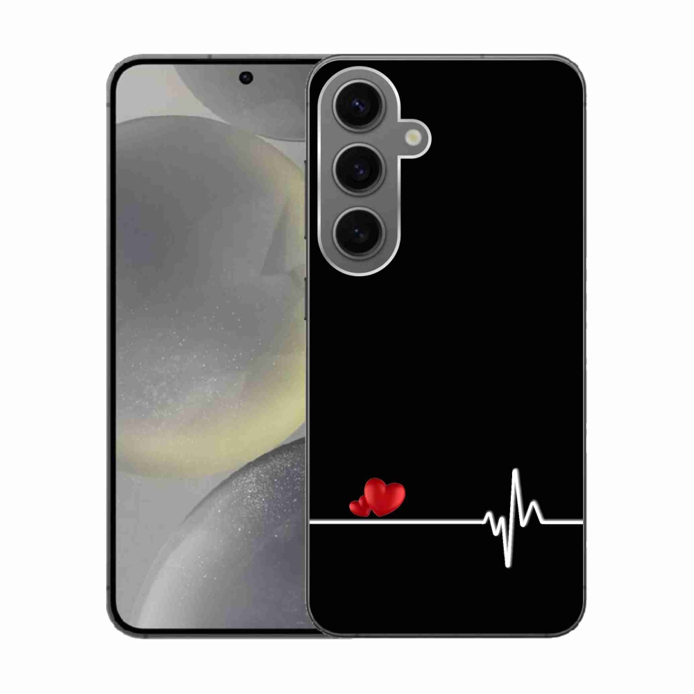 Gél borító mmCase Samsung Galaxy S24 készülékhez - szív és szívverés fekete háttérrel
