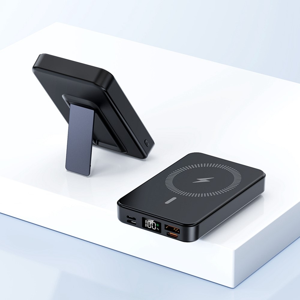 ZKD-03 mágneses külső akkumulátor 10000 mAh 15W állvánnyal - fekete
