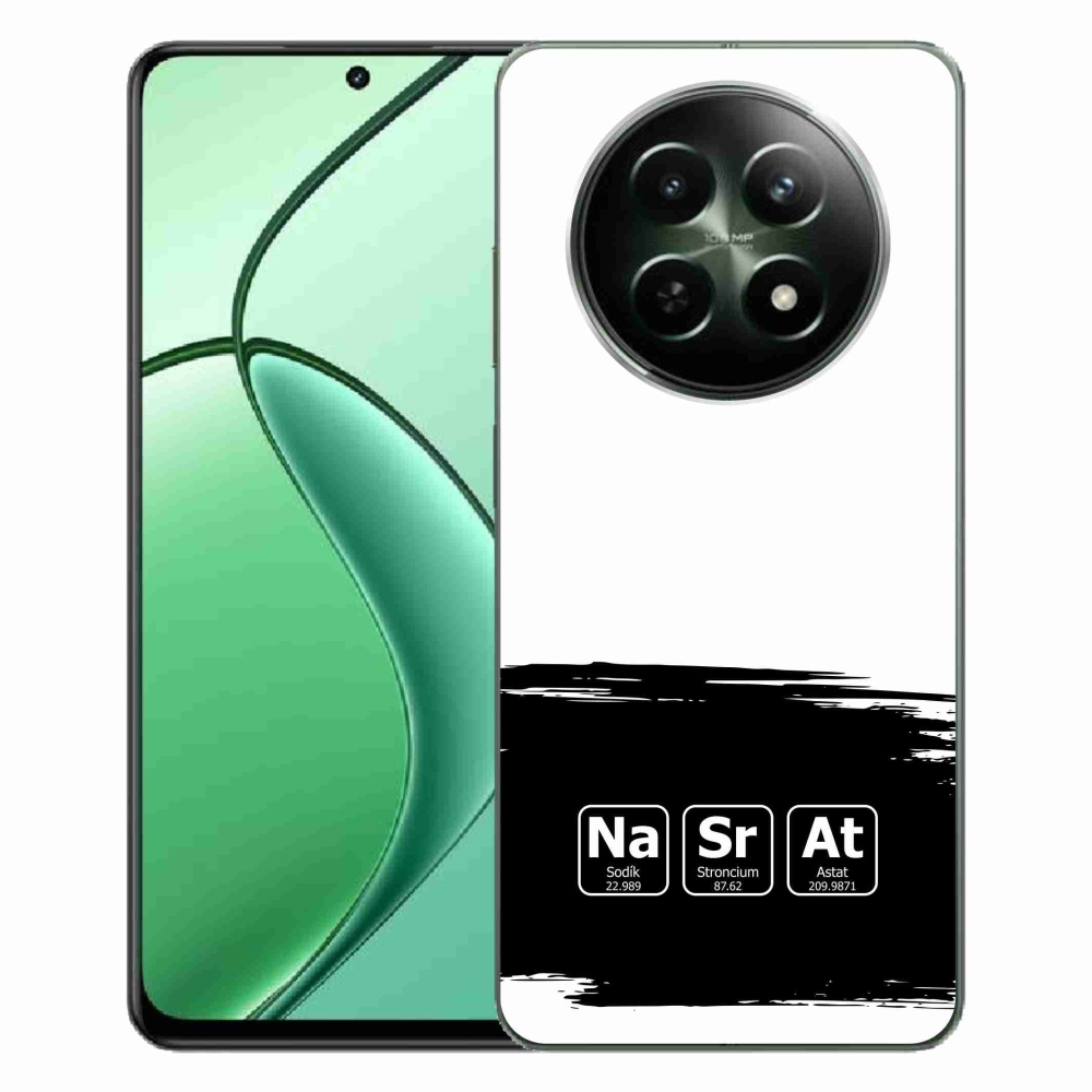 Gél borító mmCase a Realme 12 5G/12x 5G készülékhez - kémiai elemek fekete és fehér háttérrel