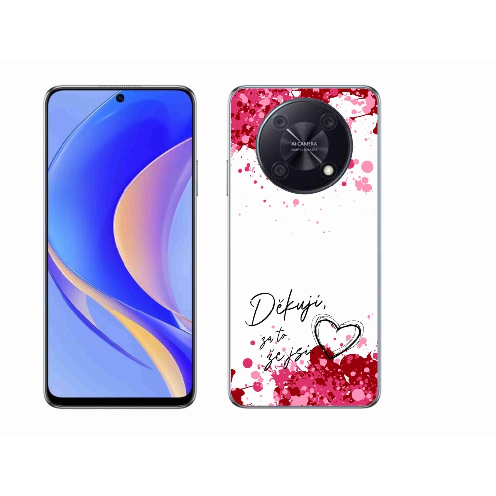 Gél borító mmCase a Huawei Nova Y90-en - szerelmes szöveg 2 fehér háttérrel
