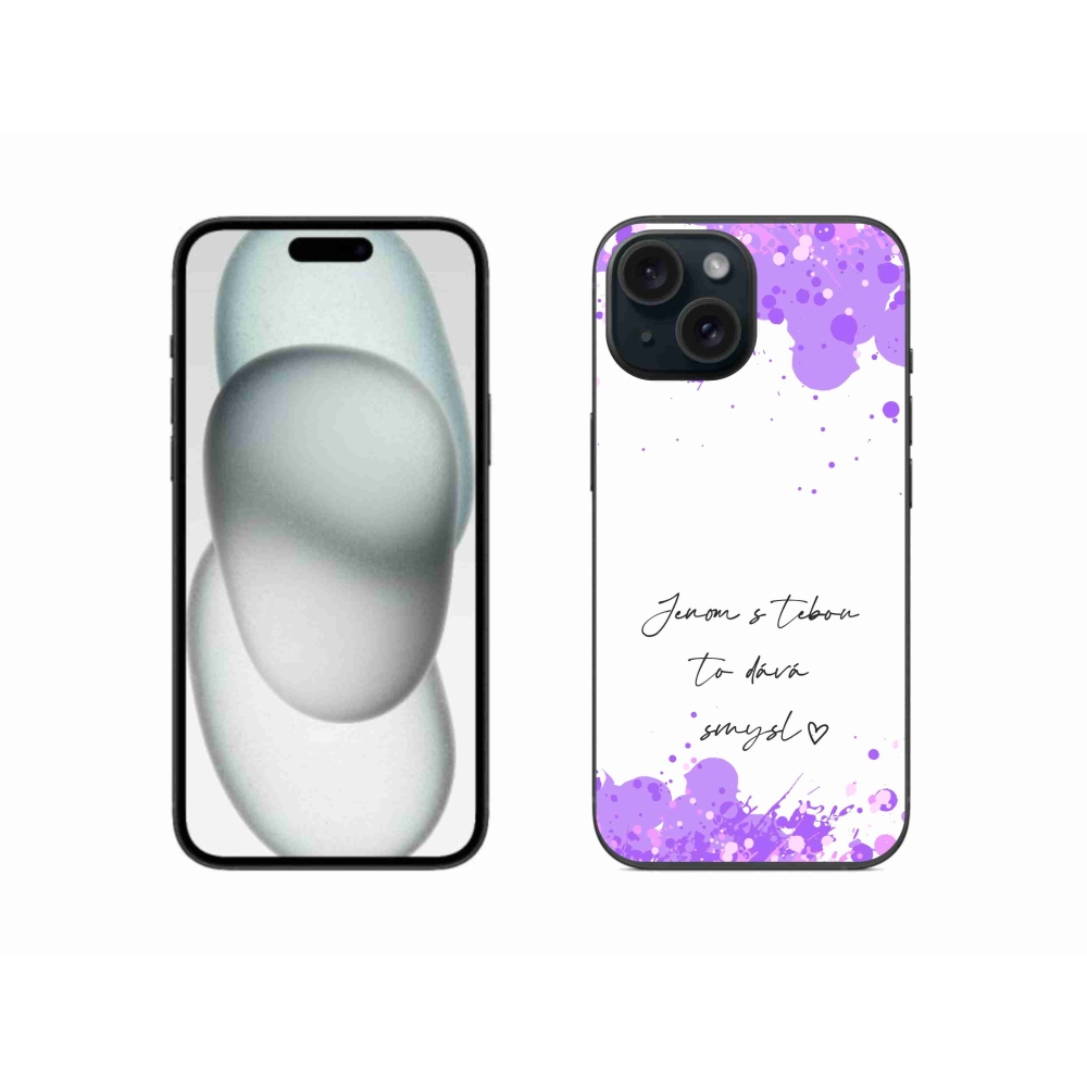 Gél borító mmCase iPhone 15 készülékhez - szerelmes szöveg fehér háttérrel