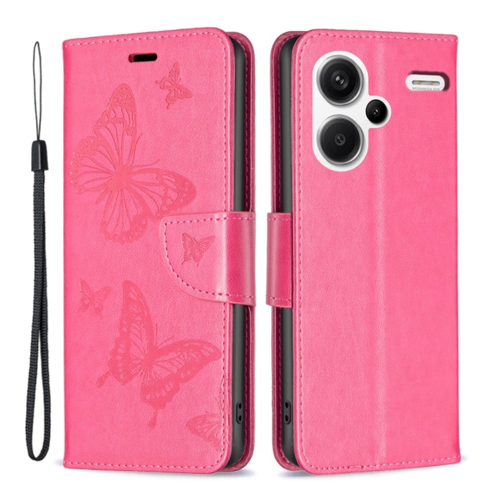 Pillangó könyv tok Xiaomi Redmi Note 13 Pro+ 5G - rózsaszínű