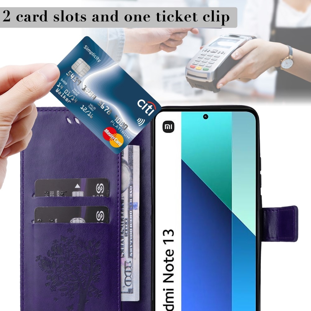 Fák könyve tok Xiaomi Redmi Note 13-hoz - sötétlila