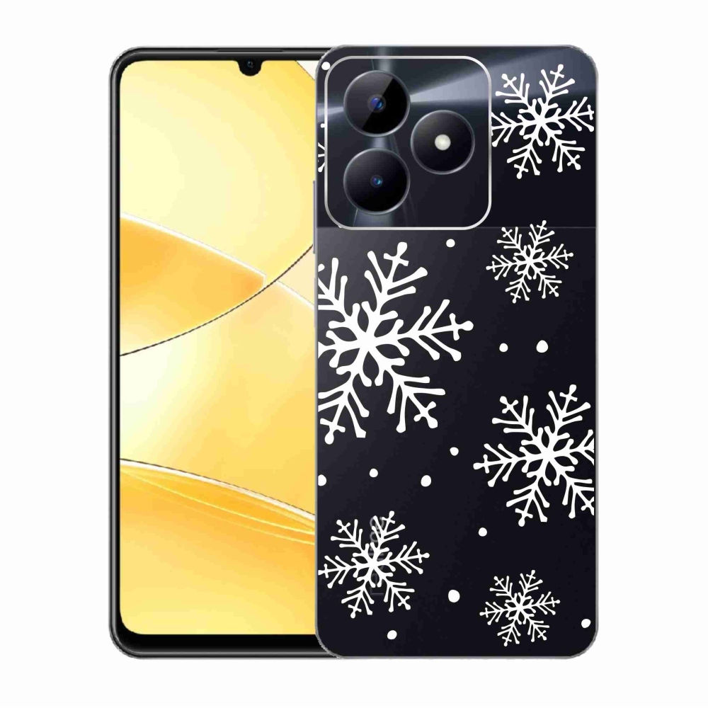 Zselés borítás mmCase a Realme C51/C53 készülékhez - fehér pelyhek átlátszó háttéren