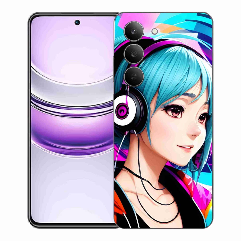 Gél borító mmCase a Realme 14x 5G-hez - lány fejhallgatóval