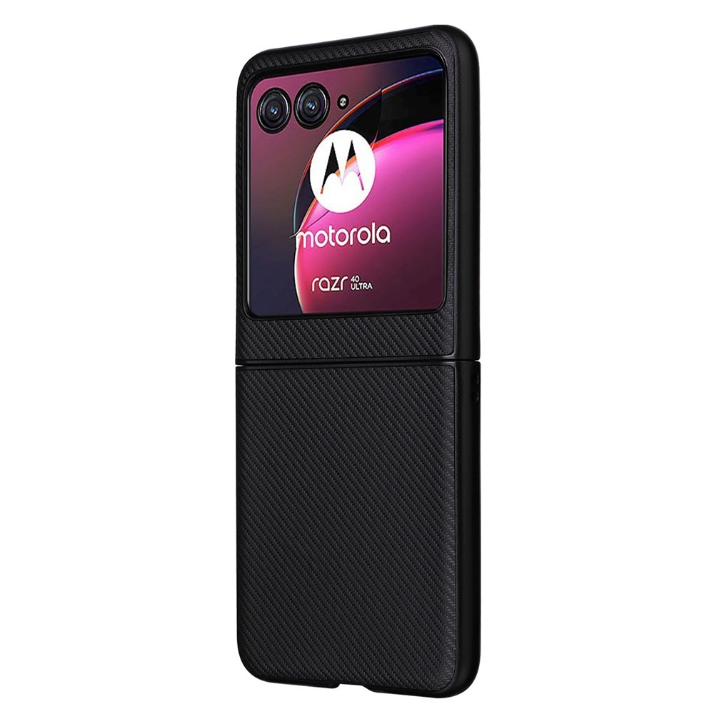 Textúrás műanyag borítás műbőrrel a Motorola Razr 40 Ultra 5G készülékre - fekete