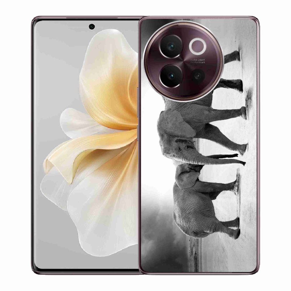 Gél borító mmCase a Vivo V40 Lite 5G-n - fekete és fehér elefántok