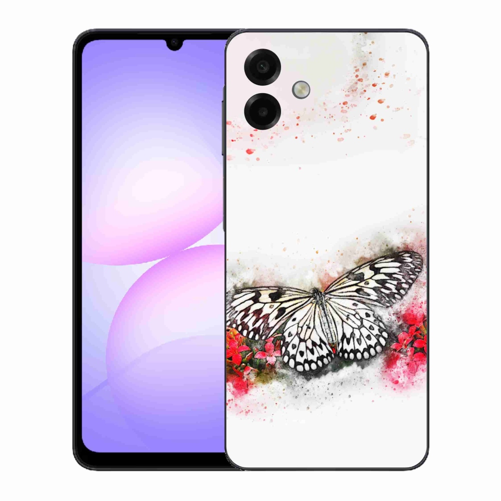 Zselés borítás mmCase Samsung Galaxy A07 4G - fekete-fehér pillangóhoz