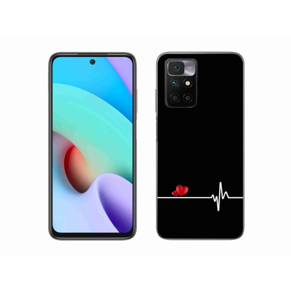 Gél borító mmCase a Xiaomi Redmi 10/Redmi 10 (2022) - szív és szívverés fekete háttérrel