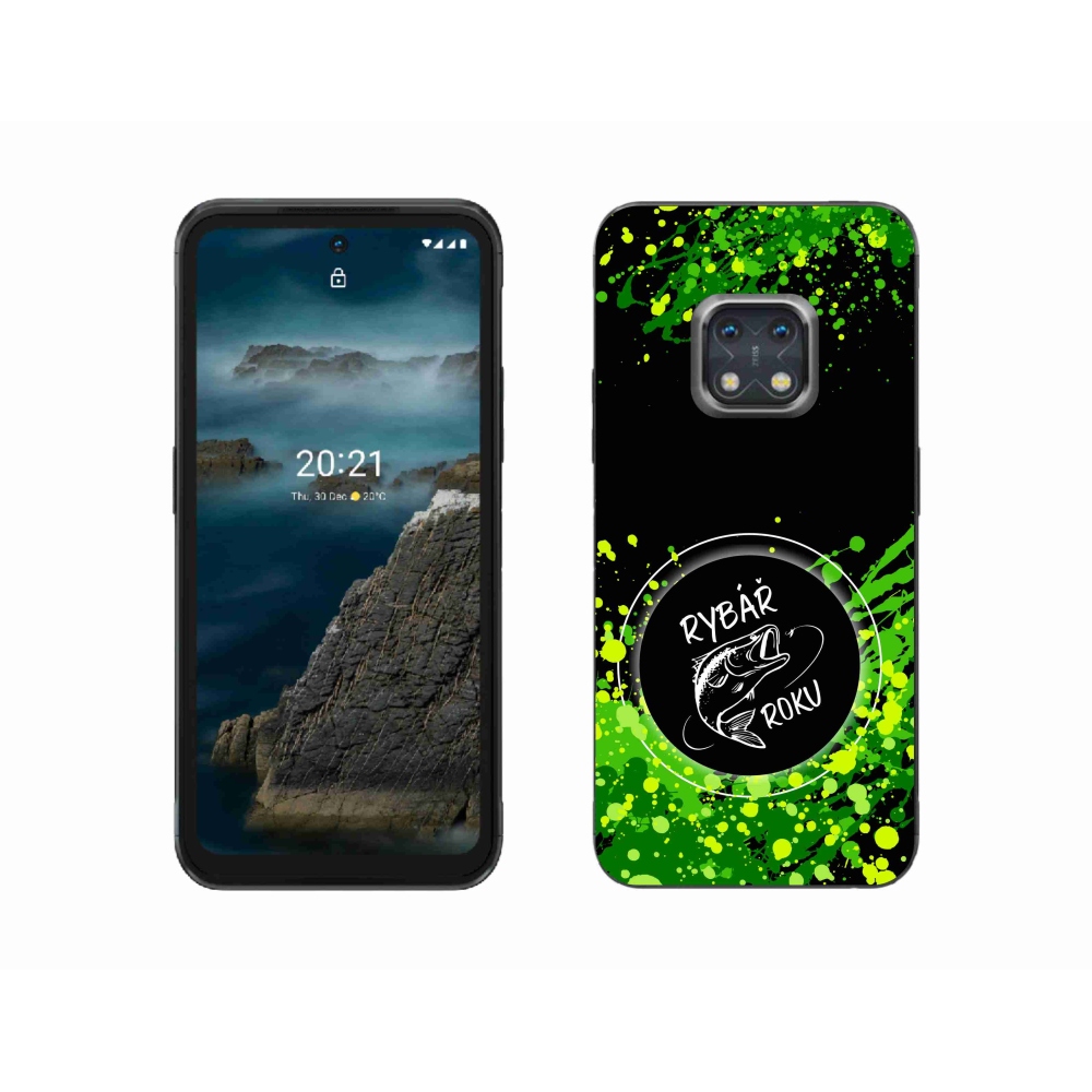 Zselés borító mmCase a Nokia XR20 készülékhez - Az év horgásza fekete háttérrel