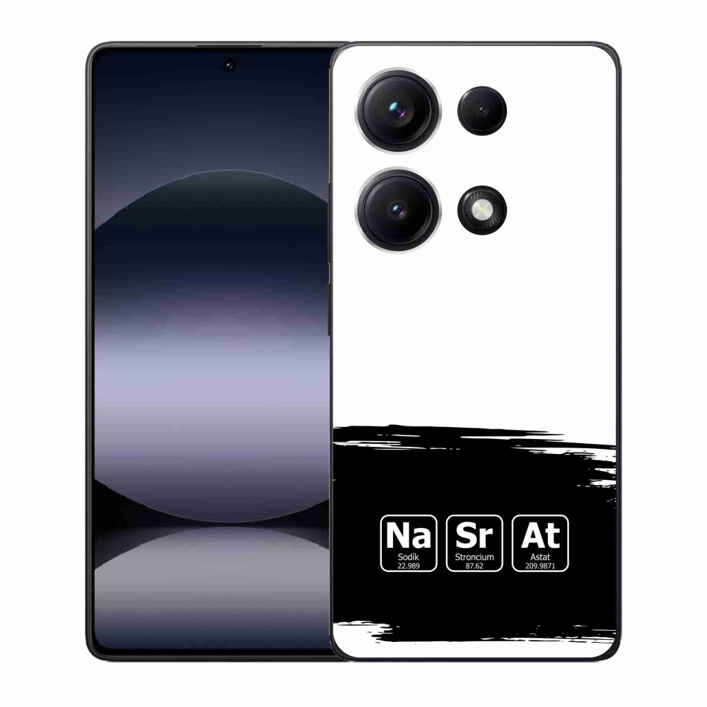 Gél borító mmCase a Xiaomi Redmi Note 14S-hez - kémiai elemek fekete és fehér háttérrel