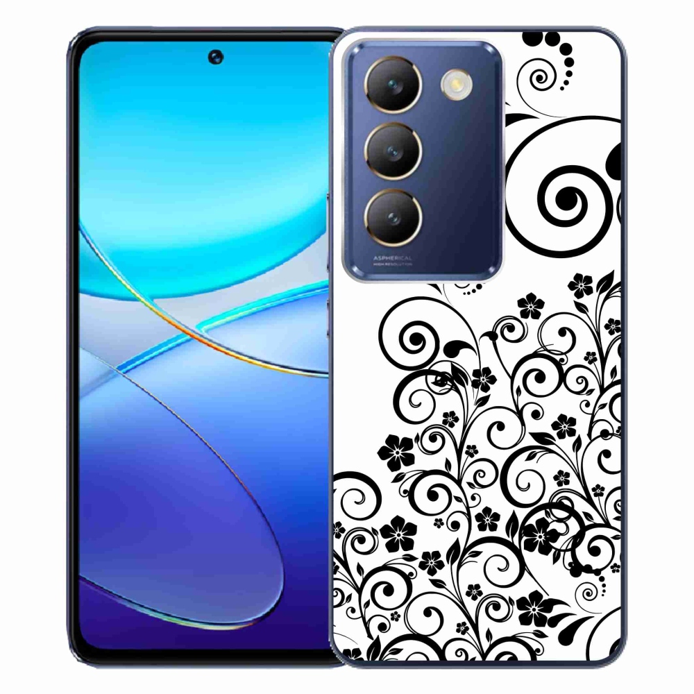 Gél borítás mmCase a Vivo V40 SE 4G/5G készülékre - fekete és fehér virágminták
