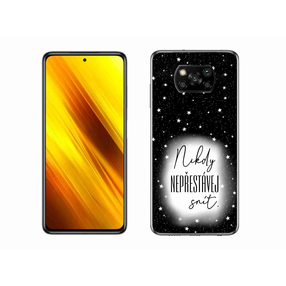 Gél borítás mmCase a Xiaomi Poco X3 Pro számára - idézet 1 fehér és fekete háttérrel