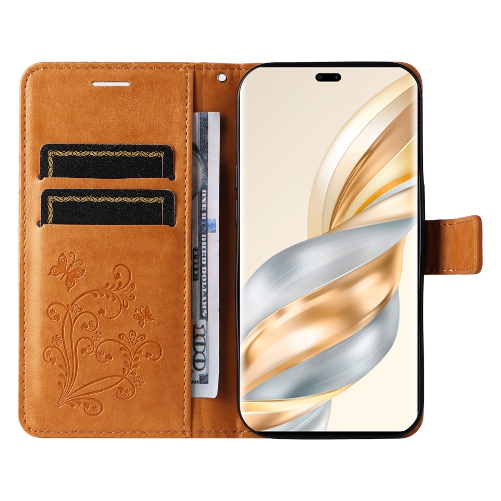 Nagy pillangó könyv tok a Honor Magic 7 Lite 5G számára - sárga