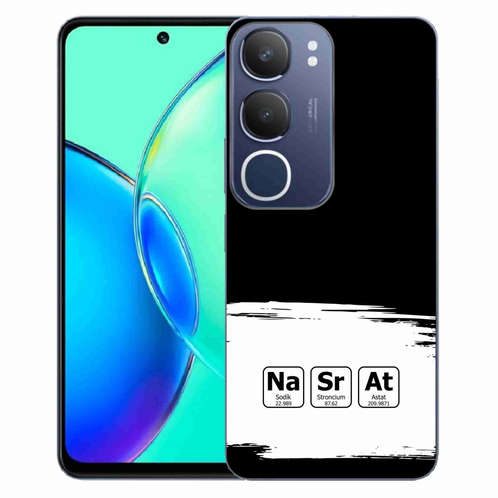 Gél borító mmCase a Vivo Y19s készülékre - kémiai elemek fehér és fekete háttérrel