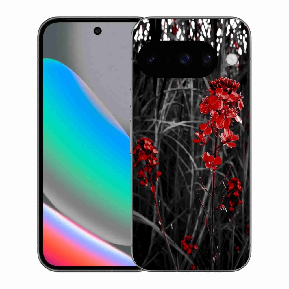 Zselés borítás mmCase a Google Pixel 10 számára - piros növény