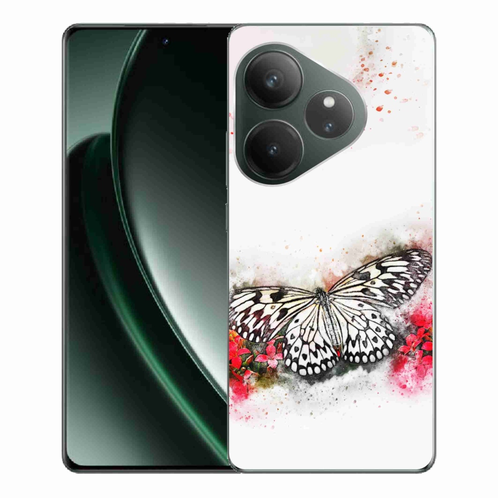 Zselés borítás mmCase a Realme GT 6 5G/GT 6T 5G számára - fekete és fehér pillangó