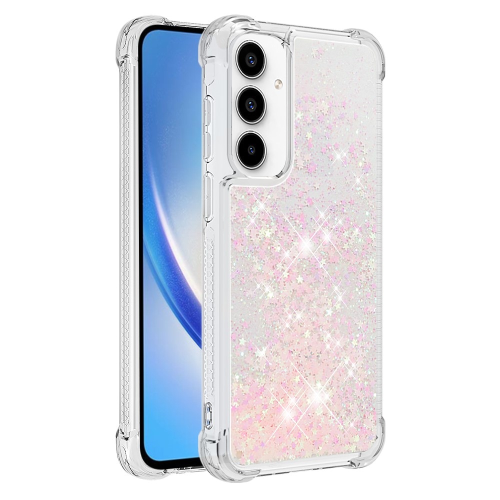 Glitter zselés homokóra tok Samsung Galaxy A35 5G - rózsaszín / csillagok