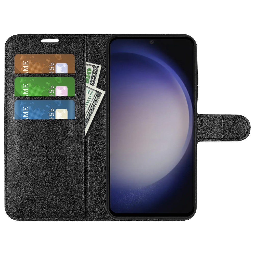 Litchi könyv tok Samsung Galaxy S24 készülékhez - fekete