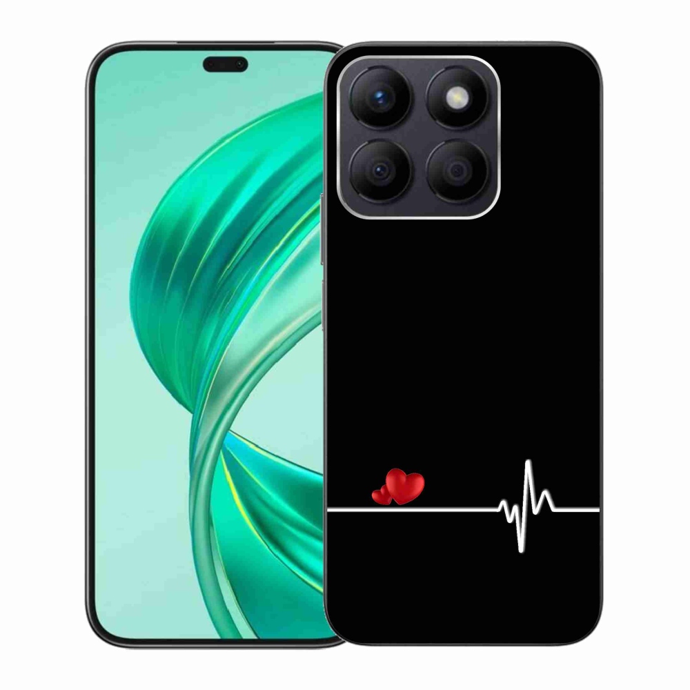 Gél borító mmCase a Honor X8b készülékhez - szív és szívverés fekete háttérrel
