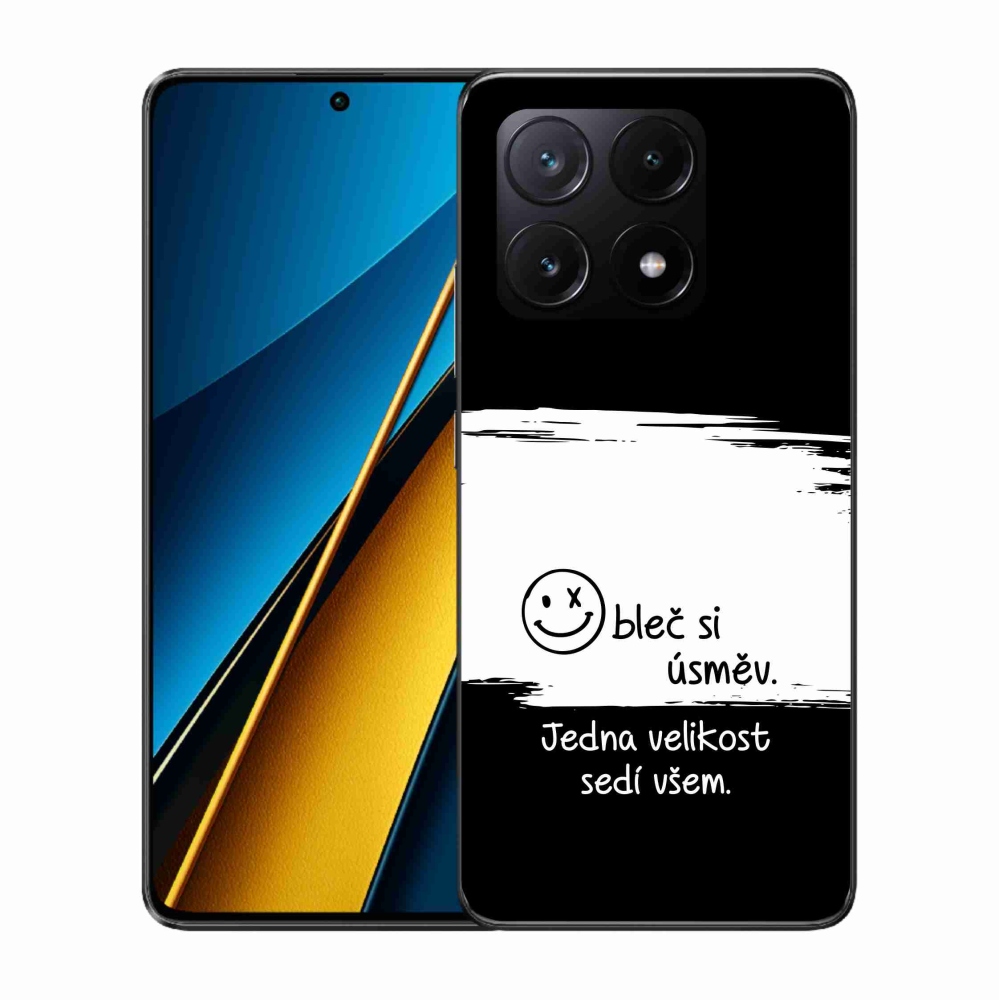 Gél borító mmCase a Xiaomi Poco X6 Pro 5G-hez - vicces szöveg 8 fekete és fehér háttérrel