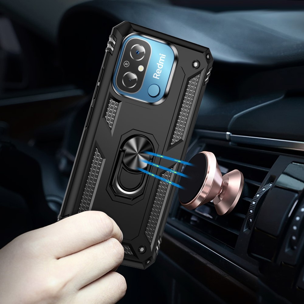 Gyűrűálló borítás Xiaomi Redmi 12C-hez - fekete