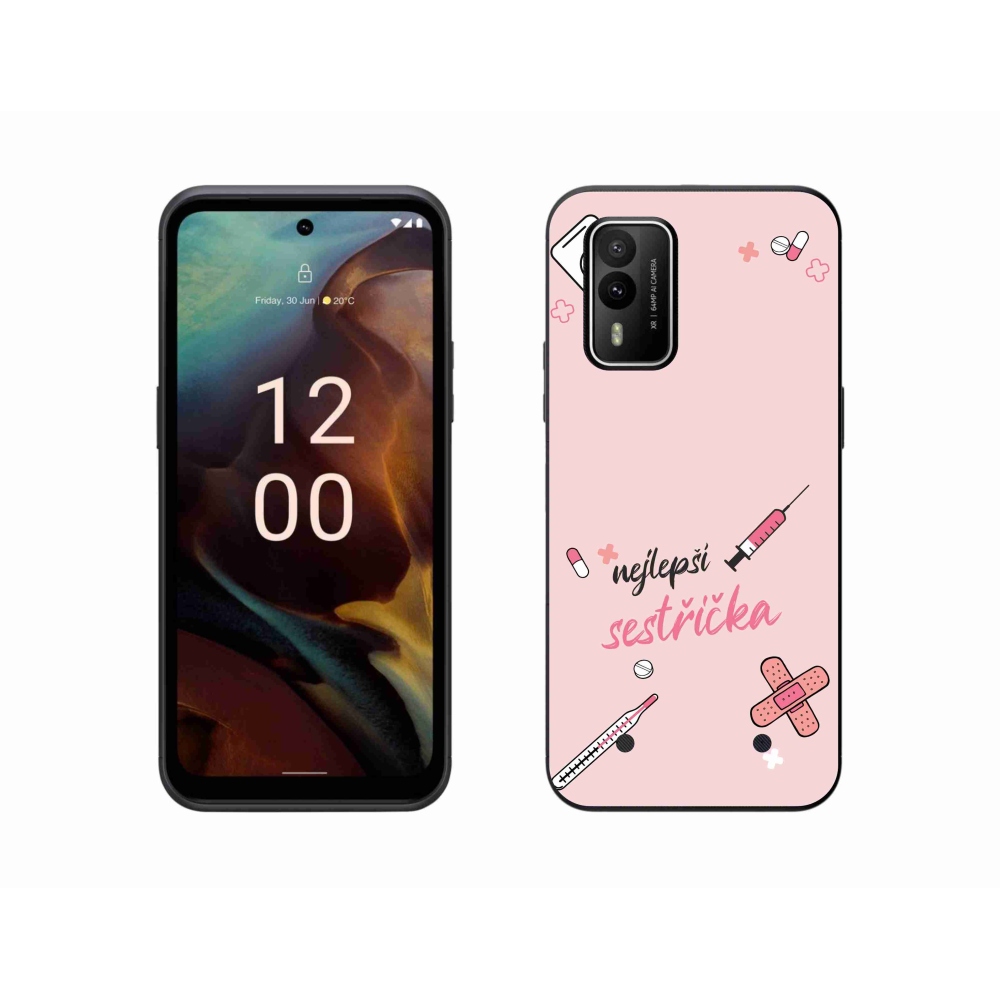 Gélborítás mmCase a Nokia XR21 készülékre - a legjobb kishúg rózsaszín háttérrel