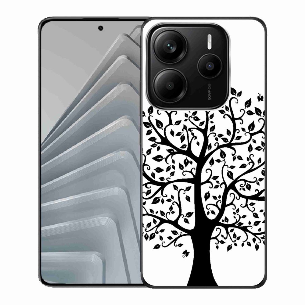 Gél borítás mmCase a Xiaomi Redmi Note 14 5G számára - fekete és fehér fa