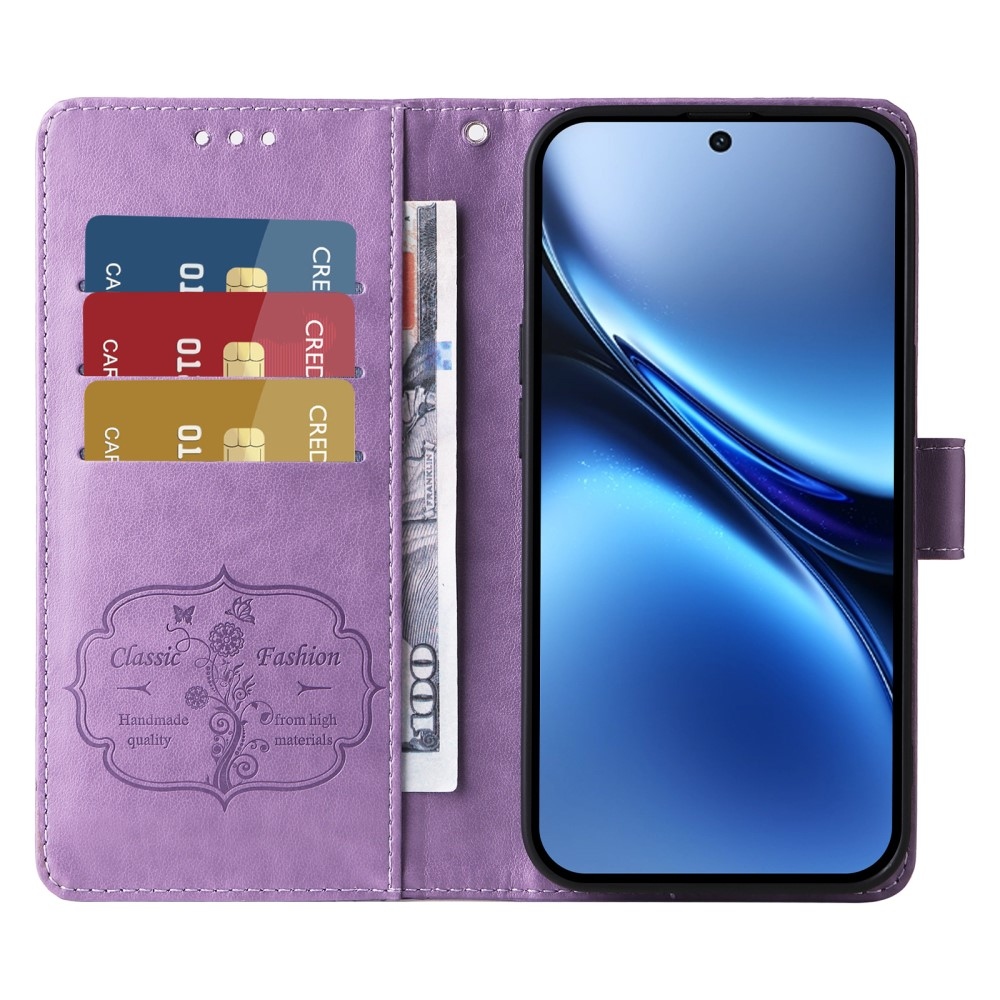 Virágos könyv tok a Vivo X200 5G-hez - lila